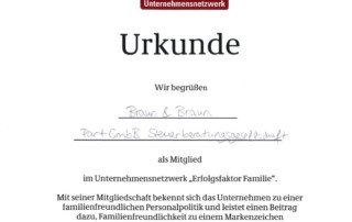 Zertifikate Familienfreundliches Unternehmenen